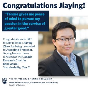 Jiaying Zhao promoted to Associate Professor
