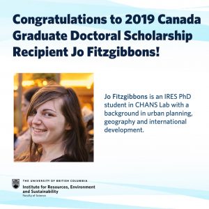 2019/2020 Canada Graduate Scholarships-Doctoral (CGS D) Program Award Recipient: Jo Fitzgibbons