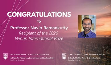 Professor Navin Ramankutty Awarded the Wihuri International Prize