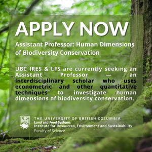 Seeking Assistant Professor: Human Dimensions of Biodiversity Conservation