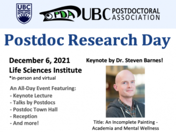 December 6, 2021: The UBC Postdoctoral Association Research Day