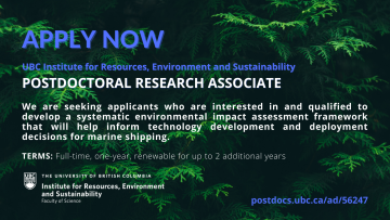 Postdoctoral Fellow, Decision Analysis and the Environmental Impacts of Shipping | Deadline: Jun 30, 2022